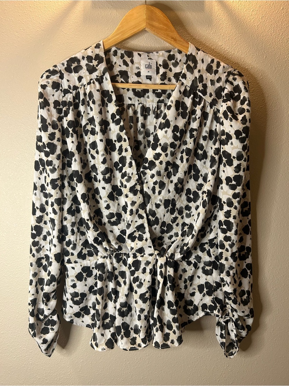 Cabi Rosette Blouse #5898 Animal Print Wrap Top Medium